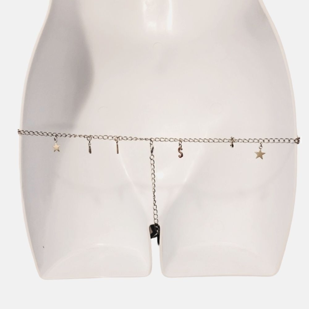 2/$20 Brand new Kiss silver chain black T-back panties